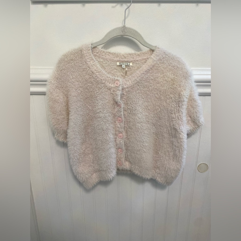Soft Pink Button-Up Cardigan
